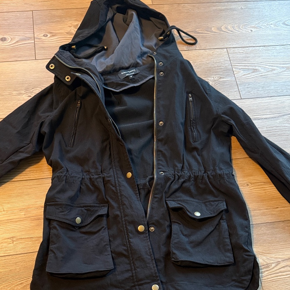 Women's Black Hooded Anorak Jacket